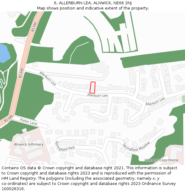 6, ALLERBURN LEA, ALNWICK, NE66 2NJ: Location map and indicative extent of plot