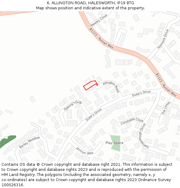 6, ALLINGTON ROAD, HALESWORTH, IP19 8TG: Location map and indicative extent of plot