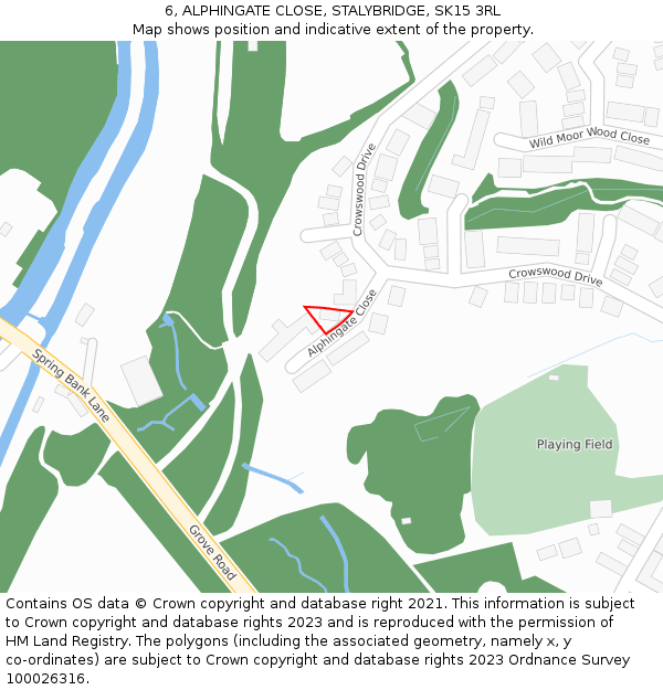 6, ALPHINGATE CLOSE, STALYBRIDGE, SK15 3RL: Location map and indicative extent of plot