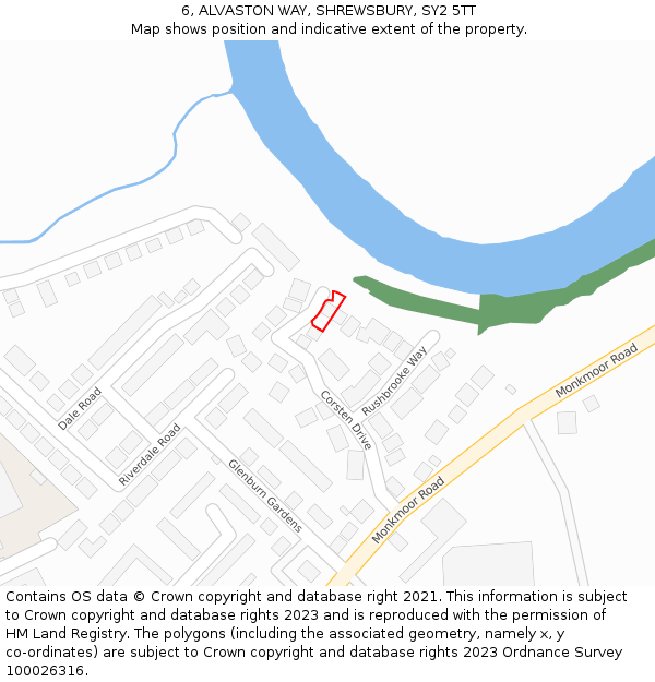 6, ALVASTON WAY, SHREWSBURY, SY2 5TT: Location map and indicative extent of plot