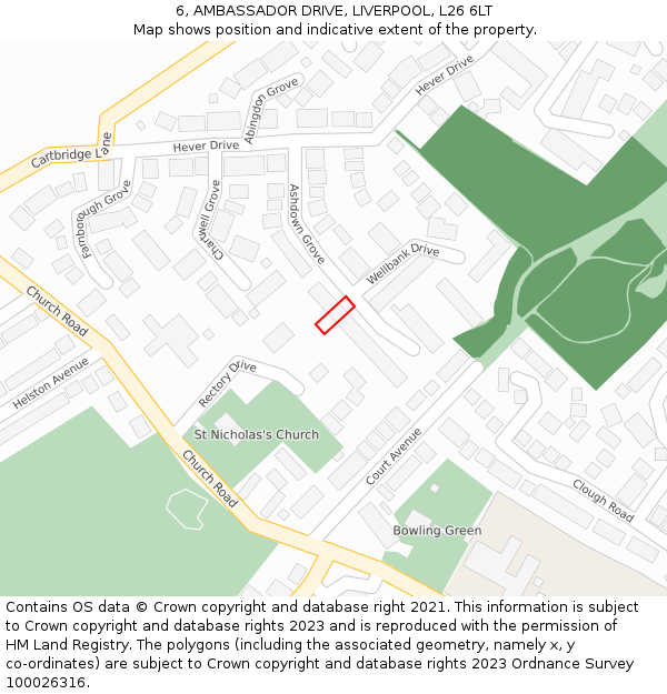 6, AMBASSADOR DRIVE, LIVERPOOL, L26 6LT: Location map and indicative extent of plot