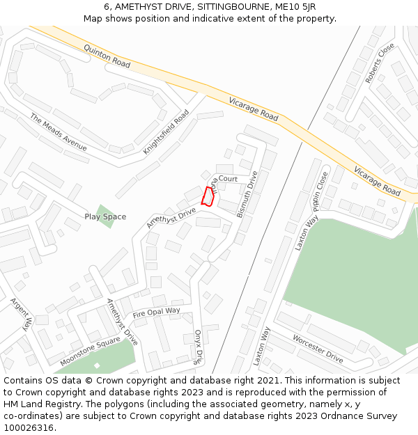 6, AMETHYST DRIVE, SITTINGBOURNE, ME10 5JR: Location map and indicative extent of plot