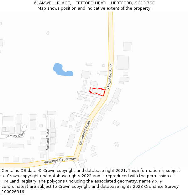 6, AMWELL PLACE, HERTFORD HEATH, HERTFORD, SG13 7SE: Location map and indicative extent of plot