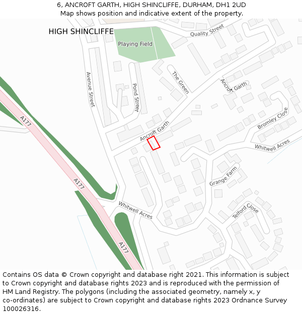 6, ANCROFT GARTH, HIGH SHINCLIFFE, DURHAM, DH1 2UD: Location map and indicative extent of plot