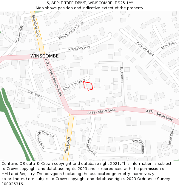 6, APPLE TREE DRIVE, WINSCOMBE, BS25 1AY: Location map and indicative extent of plot