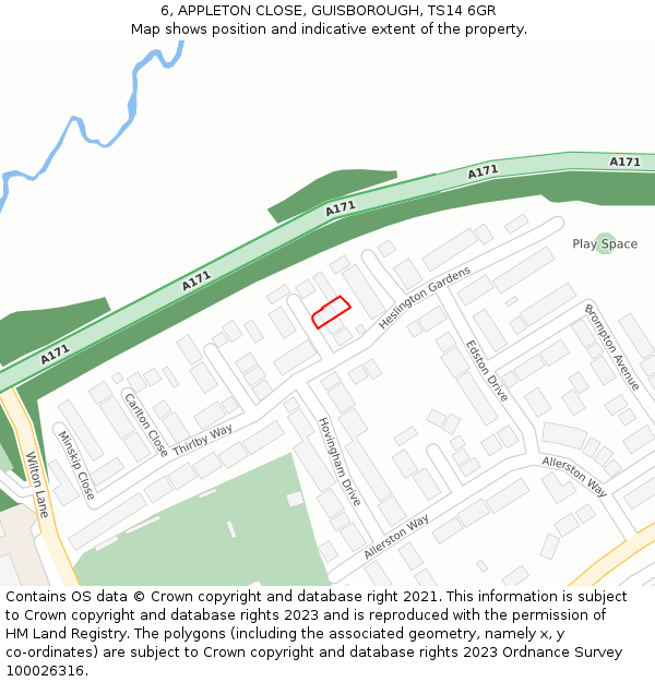 6, APPLETON CLOSE, GUISBOROUGH, TS14 6GR: Location map and indicative extent of plot