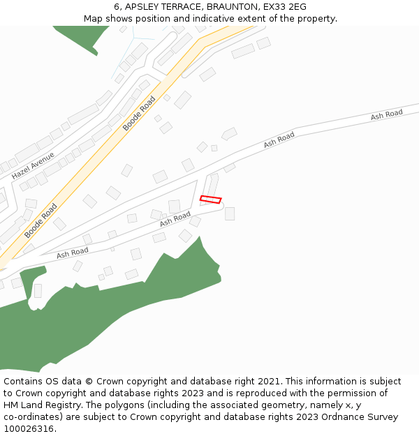 6, APSLEY TERRACE, BRAUNTON, EX33 2EG: Location map and indicative extent of plot