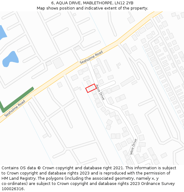 6, AQUA DRIVE, MABLETHORPE, LN12 2YB: Location map and indicative extent of plot