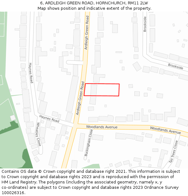 6, ARDLEIGH GREEN ROAD, HORNCHURCH, RM11 2LW: Location map and indicative extent of plot