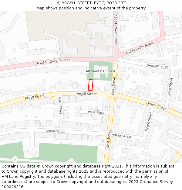 6, ARGYLL STREET, RYDE, PO33 3BZ: Location map and indicative extent of plot