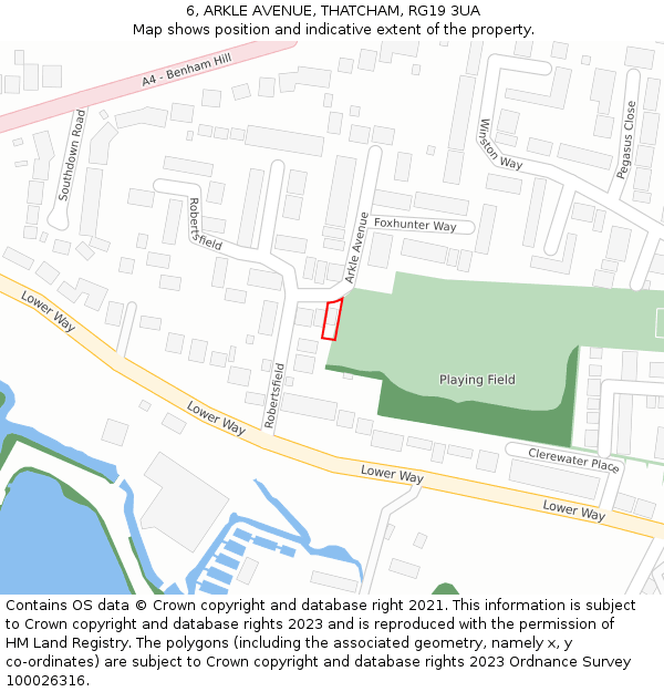 6, ARKLE AVENUE, THATCHAM, RG19 3UA: Location map and indicative extent of plot