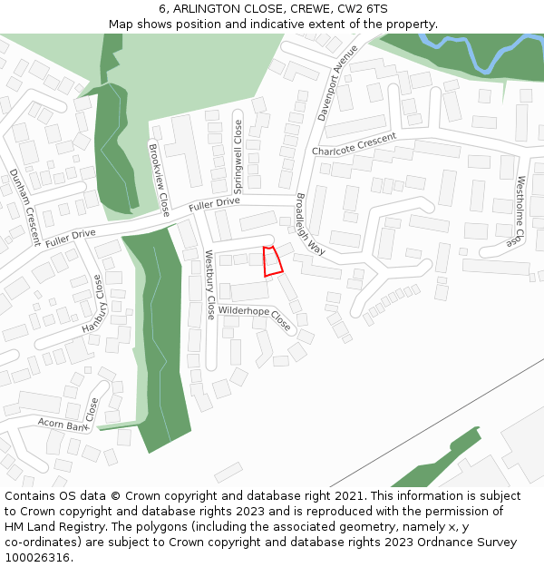 6, ARLINGTON CLOSE, CREWE, CW2 6TS: Location map and indicative extent of plot