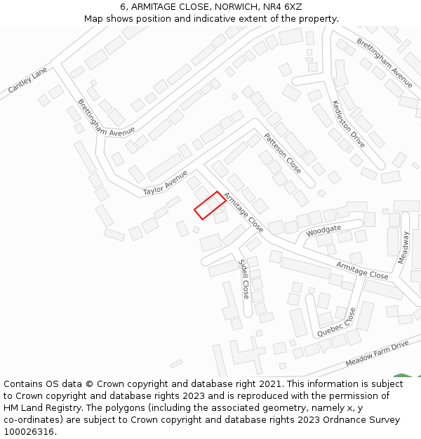 6, ARMITAGE CLOSE, NORWICH, NR4 6XZ: Location map and indicative extent of plot