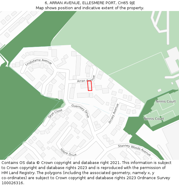 6, ARRAN AVENUE, ELLESMERE PORT, CH65 9JE: Location map and indicative extent of plot