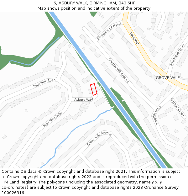 6, ASBURY WALK, BIRMINGHAM, B43 6HF: Location map and indicative extent of plot