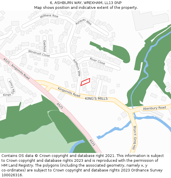 6, ASHBURN WAY, WREXHAM, LL13 0NP: Location map and indicative extent of plot