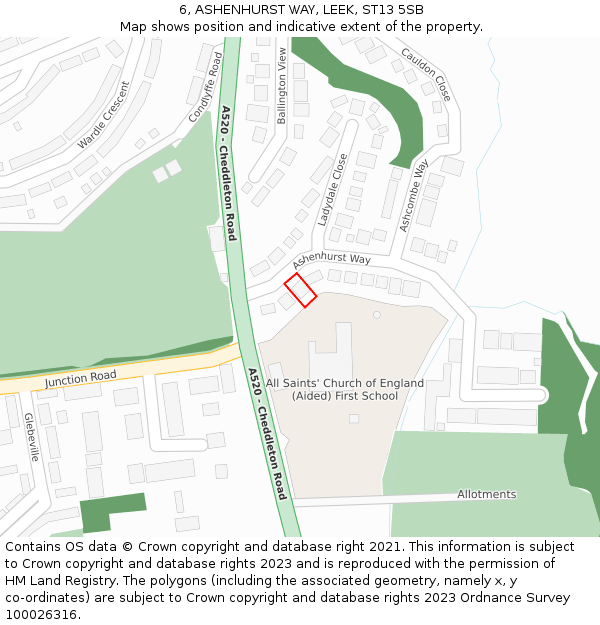 6, ASHENHURST WAY, LEEK, ST13 5SB: Location map and indicative extent of plot