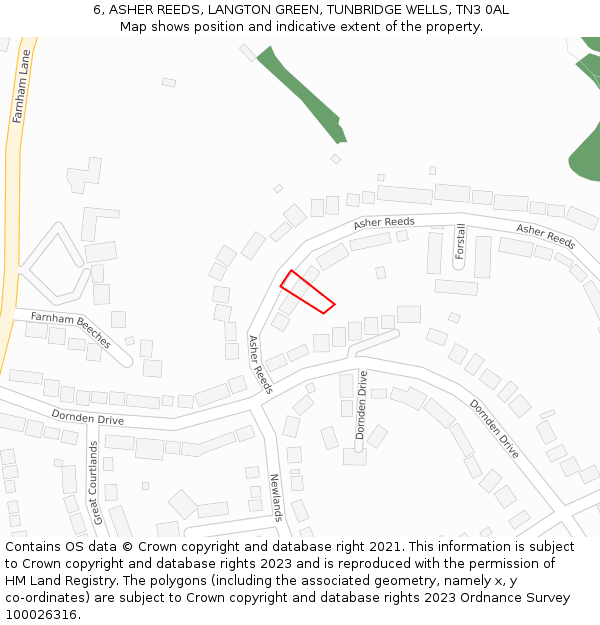 6, ASHER REEDS, LANGTON GREEN, TUNBRIDGE WELLS, TN3 0AL: Location map and indicative extent of plot