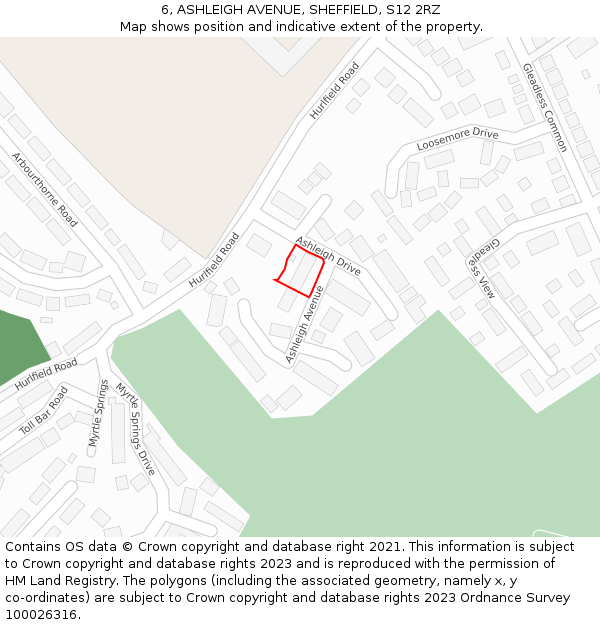 6, ASHLEIGH AVENUE, SHEFFIELD, S12 2RZ: Location map and indicative extent of plot