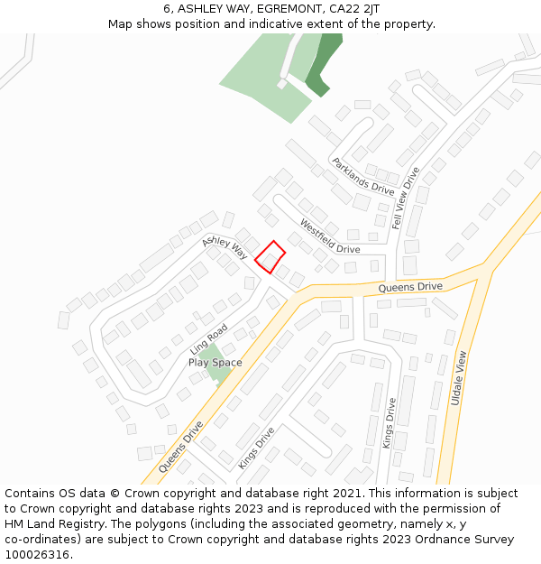 6, ASHLEY WAY, EGREMONT, CA22 2JT: Location map and indicative extent of plot