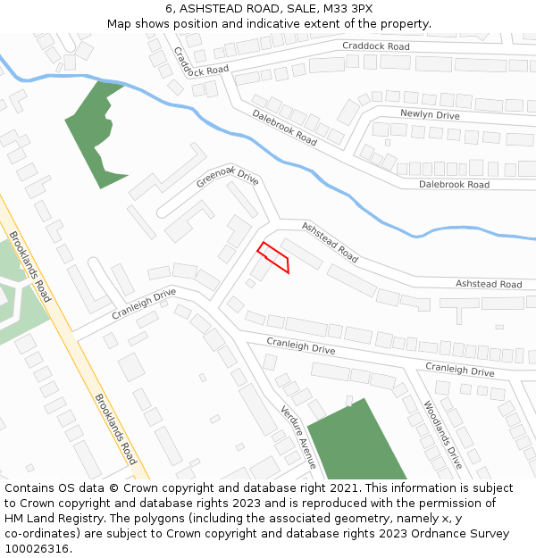 6, ASHSTEAD ROAD, SALE, M33 3PX: Location map and indicative extent of plot