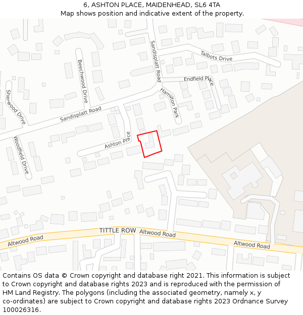 6, ASHTON PLACE, MAIDENHEAD, SL6 4TA: Location map and indicative extent of plot