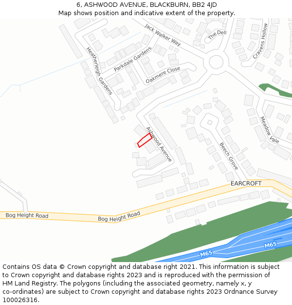 6, ASHWOOD AVENUE, BLACKBURN, BB2 4JD: Location map and indicative extent of plot