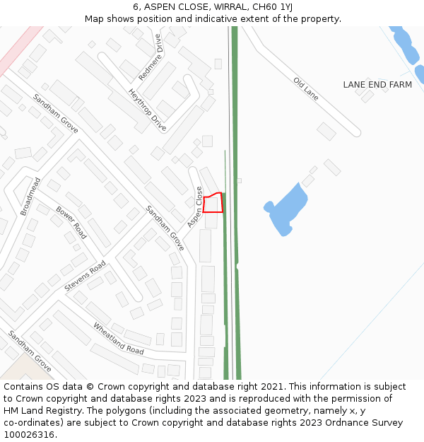 6, ASPEN CLOSE, WIRRAL, CH60 1YJ: Location map and indicative extent of plot