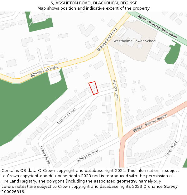 6, ASSHETON ROAD, BLACKBURN, BB2 6SF: Location map and indicative extent of plot