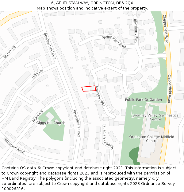 6, ATHELSTAN WAY, ORPINGTON, BR5 2QX: Location map and indicative extent of plot