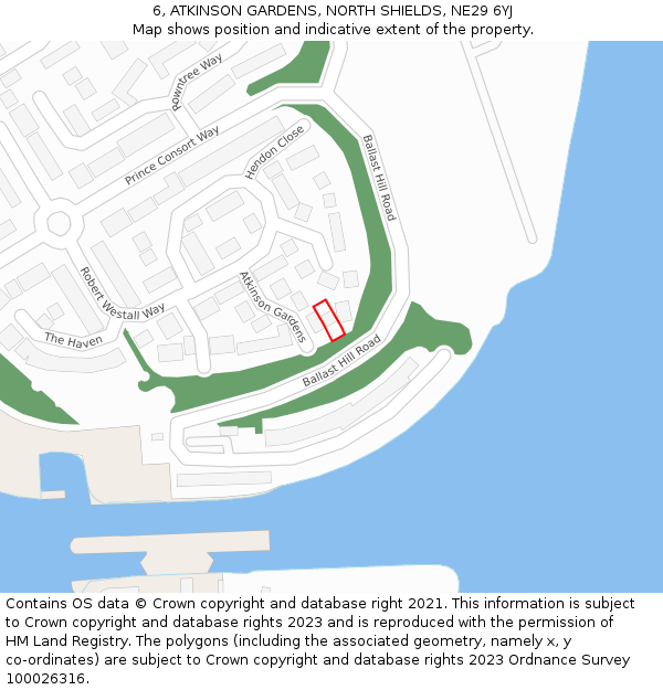 6, ATKINSON GARDENS, NORTH SHIELDS, NE29 6YJ: Location map and indicative extent of plot