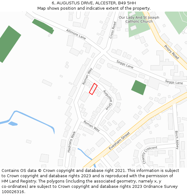 6, AUGUSTUS DRIVE, ALCESTER, B49 5HH: Location map and indicative extent of plot