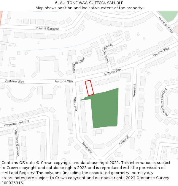 6, AULTONE WAY, SUTTON, SM1 3LE: Location map and indicative extent of plot