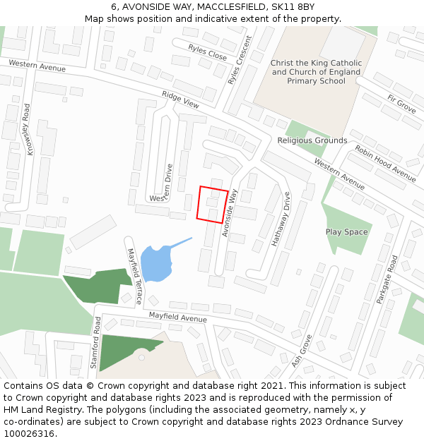 6, AVONSIDE WAY, MACCLESFIELD, SK11 8BY: Location map and indicative extent of plot