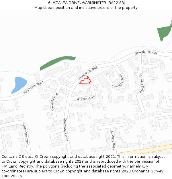 6, AZALEA DRIVE, WARMINSTER, BA12 8RJ: Location map and indicative extent of plot