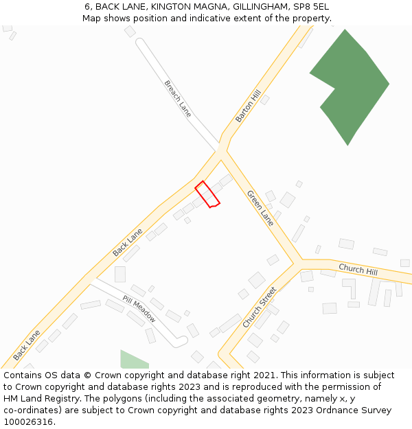 6, BACK LANE, KINGTON MAGNA, GILLINGHAM, SP8 5EL: Location map and indicative extent of plot