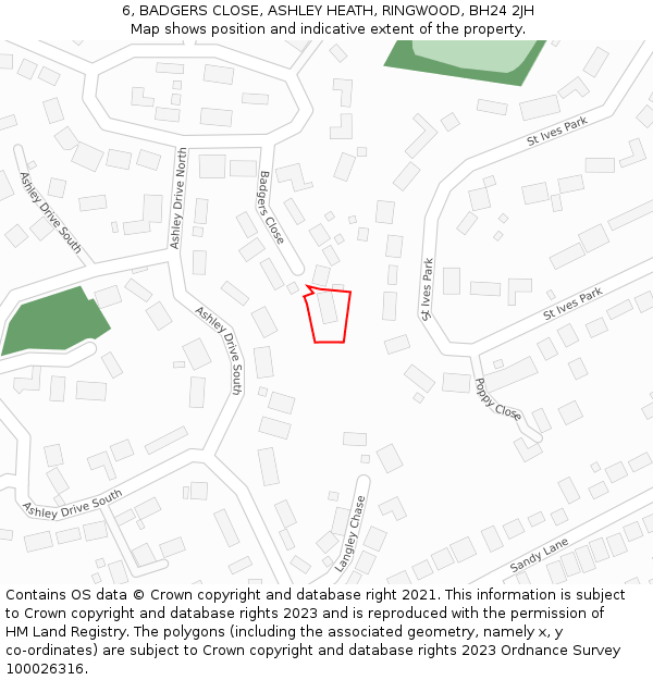 6, BADGERS CLOSE, ASHLEY HEATH, RINGWOOD, BH24 2JH: Location map and indicative extent of plot