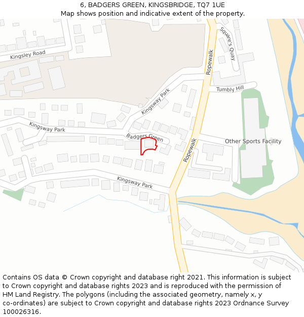 6, BADGERS GREEN, KINGSBRIDGE, TQ7 1UE: Location map and indicative extent of plot