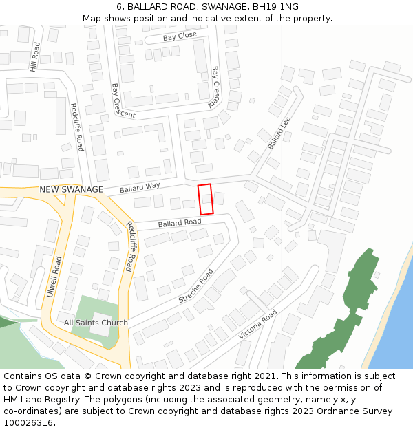 6, BALLARD ROAD, SWANAGE, BH19 1NG: Location map and indicative extent of plot