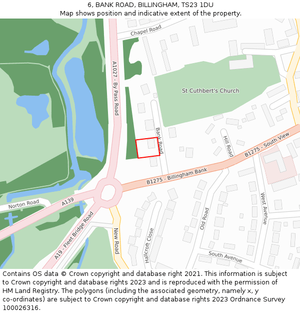 6, BANK ROAD, BILLINGHAM, TS23 1DU: Location map and indicative extent of plot