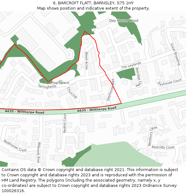 6, BARCROFT FLATT, BARNSLEY, S75 1HY: Location map and indicative extent of plot