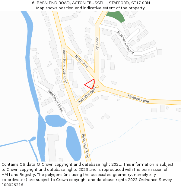 6, BARN END ROAD, ACTON TRUSSELL, STAFFORD, ST17 0RN: Location map and indicative extent of plot