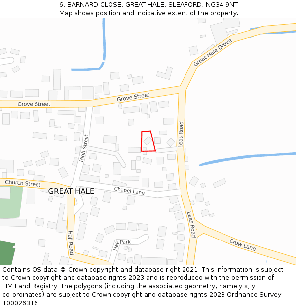 6, BARNARD CLOSE, GREAT HALE, SLEAFORD, NG34 9NT: Location map and indicative extent of plot