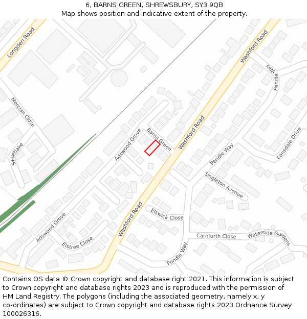 6, BARNS GREEN, SHREWSBURY, SY3 9QB: Location map and indicative extent of plot