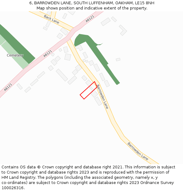 6, BARROWDEN LANE, SOUTH LUFFENHAM, OAKHAM, LE15 8NH: Location map and indicative extent of plot