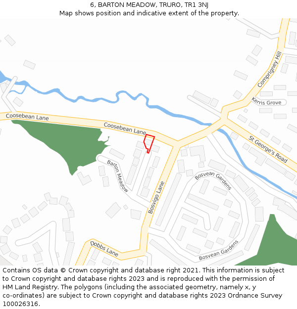 6, BARTON MEADOW, TRURO, TR1 3NJ: Location map and indicative extent of plot