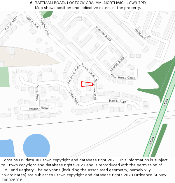 6, BATEMAN ROAD, LOSTOCK GRALAM, NORTHWICH, CW9 7PD: Location map and indicative extent of plot