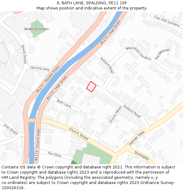 6, BATH LANE, SPALDING, PE11 1XP: Location map and indicative extent of plot