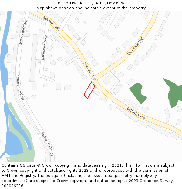 6, BATHWICK HILL, BATH, BA2 6EW: Location map and indicative extent of plot
