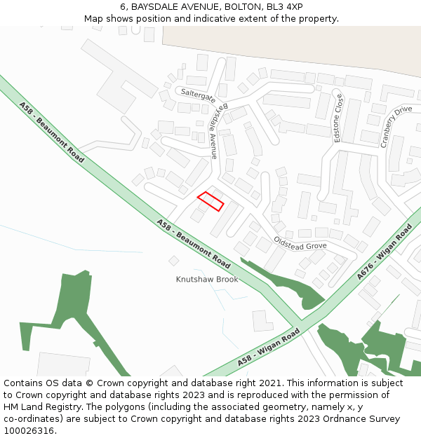 6, BAYSDALE AVENUE, BOLTON, BL3 4XP: Location map and indicative extent of plot